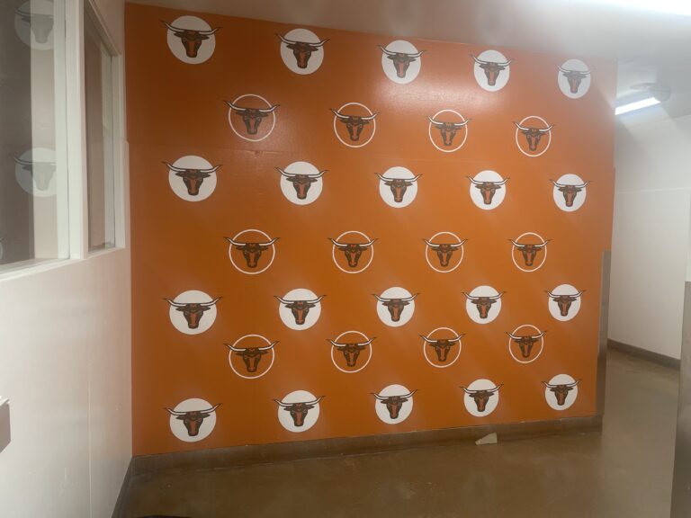 Large-format environmental graphics in a corporate interior