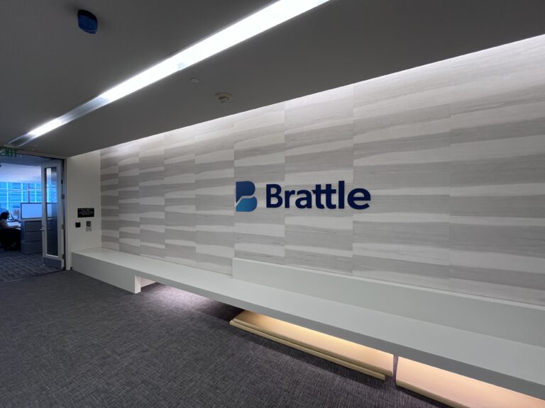 Branded interior wall signage for a commercial office