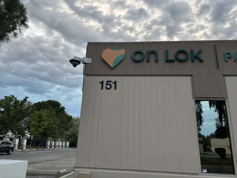 On Lok exterior dimensional lettering installed above building 151