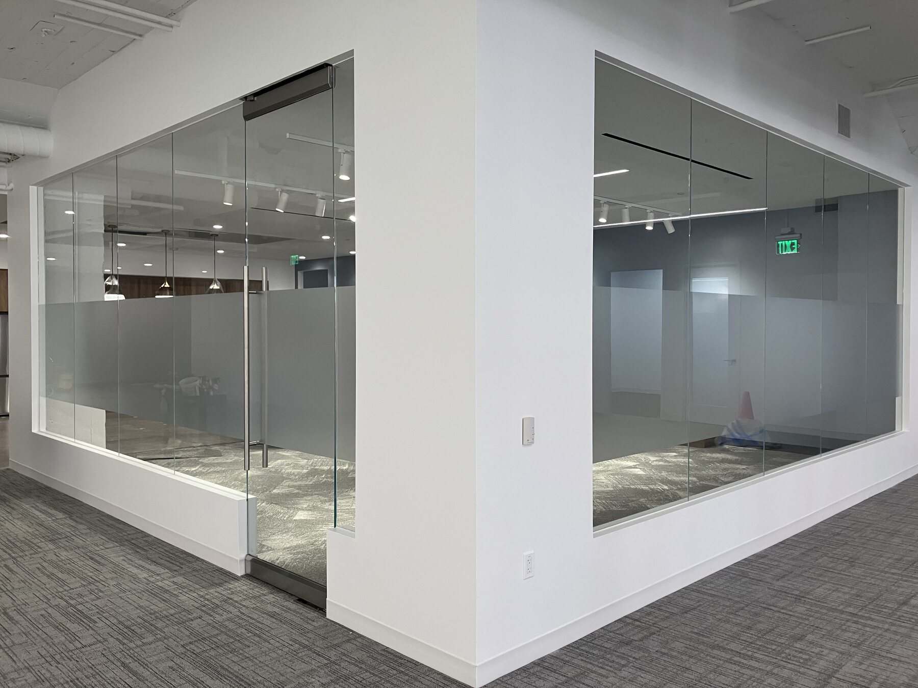 Frosted glass film providing privacy while retaining daylight